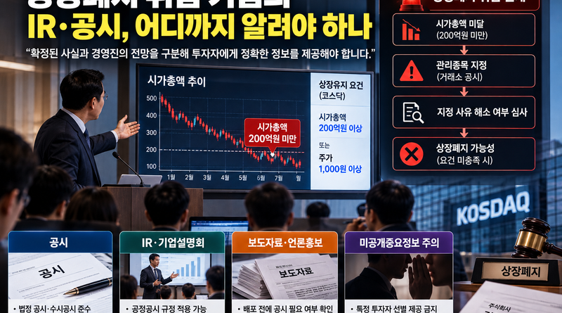 상장폐지 위험 기업의 IR·공시, 투자자에게 어디까지 알려야 하나 1 상장폐지 위험과 공시 가이드