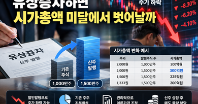 유상증자와 시가총액 변화 인포그래픽